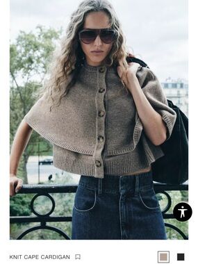 Zara Taupe Knit Cape Cardigan